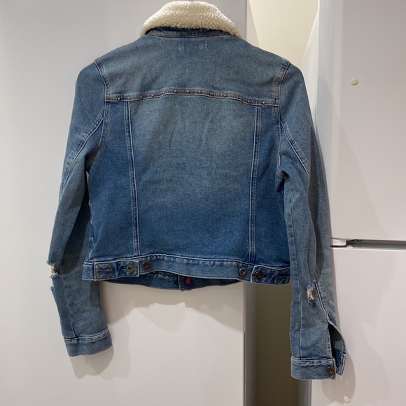 Faux Fur Collar Denim Jacket For Kids - Picture 7 of 14
